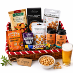 Gourmet lager and nibbles gift hamper